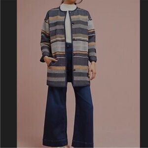 Anthropologie Kali Oversized Textured Stripe Coat